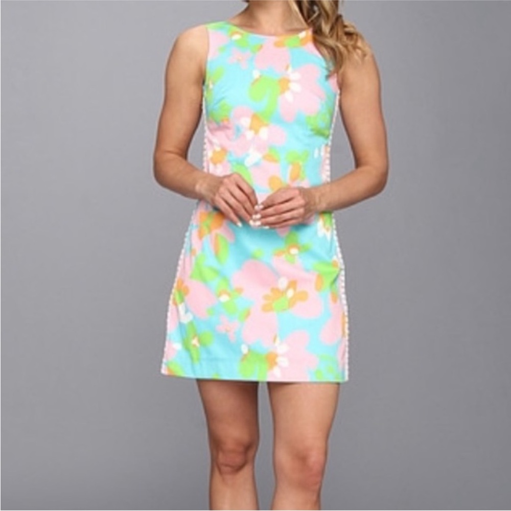 RARE! LIKE NEW Lilly Pulitzer Delia Shorely Blue Mojo Shift Dress Floral Mini, 6 - Picture 7 of 13
